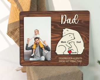 Wooden Bear Family Puzzle Photo Frame - Family Keepsake Gifts - Father's Day Gift - Gift for Parents - Animal Family Home Gift FD15