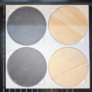 2x2 Round Wood and Slate Coaster Laser Engraving Jig for Engraving Businesses - 3D Models via Digital Download (STL STEP 3MF)