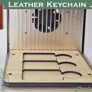 xTool F1/F2 Rectangular Leather Keychain Engraving Jig – 3-Piece Batch Fixture | Laser Cut DXF – Digital Download