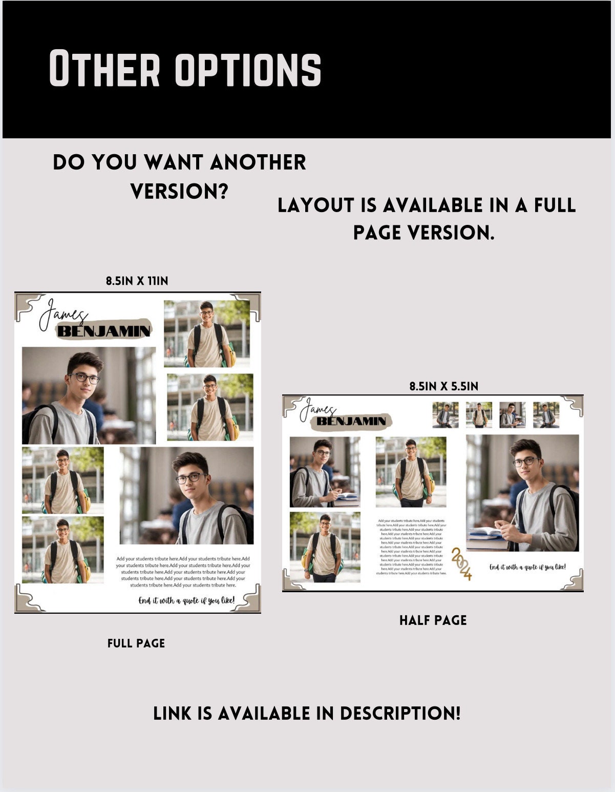 Editable Halfpage Yearbook Ad Template 8 Picture Layout Etsy Editable Halfpage Yearbook Ad Template 8 Picture Layout Etsy