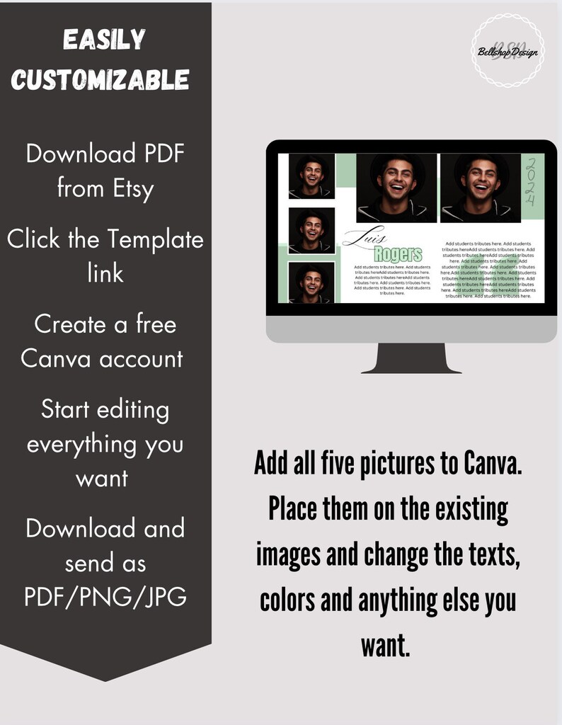 Editable Half-page Yearbook Ad Template - 5 Picture Layout - Etsy