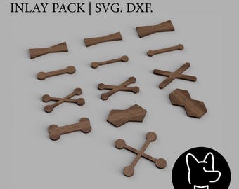 Bow Tie and Unique Shape Inlay Pack for Woodworking | 39 Vector Files for CNC/Laser/Shaper | SVG. DXF.
