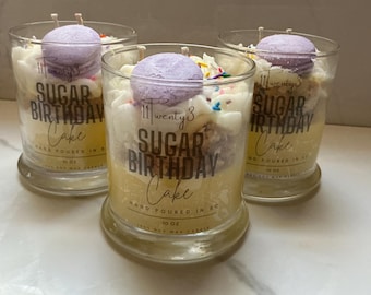 Sugar Birthday Cake Candle, Natural Soy Wax, Celebration Candle, 10 oz, Happy Birthday Candle