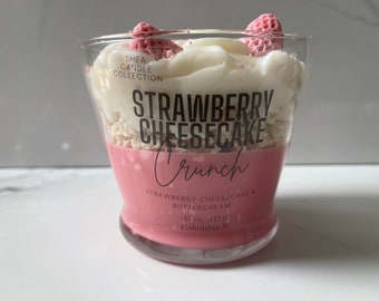 Strawberry Cheesecake Crunch, 3 Wick, 15 oz Candle,Soy Wax Candle, Fruity candle, Whipped candle