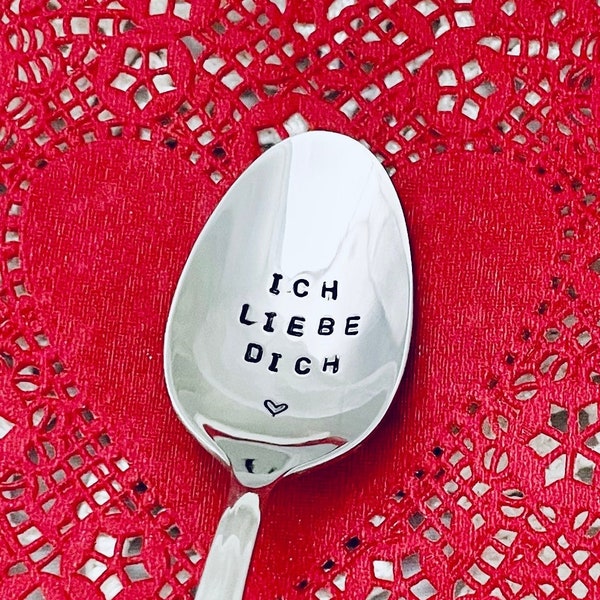 Ich Liebe Dich Stamped Spoon, Valentine’s Gift, Anniversary Gift, I Love You Spoon