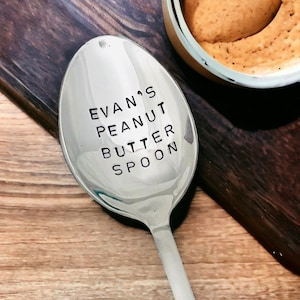Personalized Peanut Butter Spoon, Hand Stamped Custom Spoon, Peanut Butter Lover Spoon, Personalized Spoon