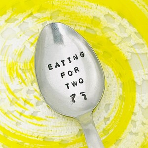 Eating For Two Spoon, Hand Stamped Custom Spoon, Gift For Mom To Be , Pregnancy Spoon, Baby Shower Gift