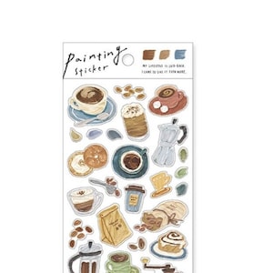 Cafe painting themed sticker sheet - Mind Wave Japan