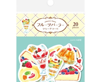 Fruit sweets - Cake - Parfait / Washi Flake seal stickers - Furukawa shiko Japan