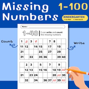 Missing Numbers : Kindergarten Counting 1-100 | Math Game (no Prep) - Etsy