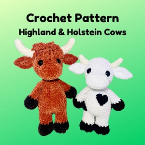 Charlie & Coco the Cows Crochet Pattern - 2-in-1 -Digital File ONLY