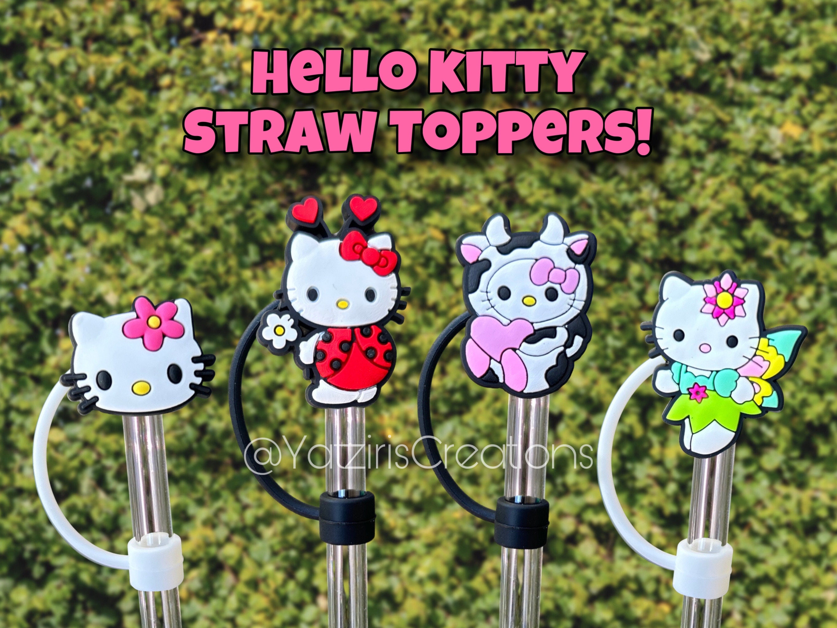  Kitty Straw Cover Cap for Stanley,Funny Hallo Straw