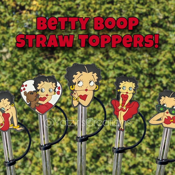 Betty Boop Straw Toppers | Stanley Straw Covers | Cute Betty Boop | Straw Accessories | Straw Charms | Kawaii | Betty Boop Gift Idea