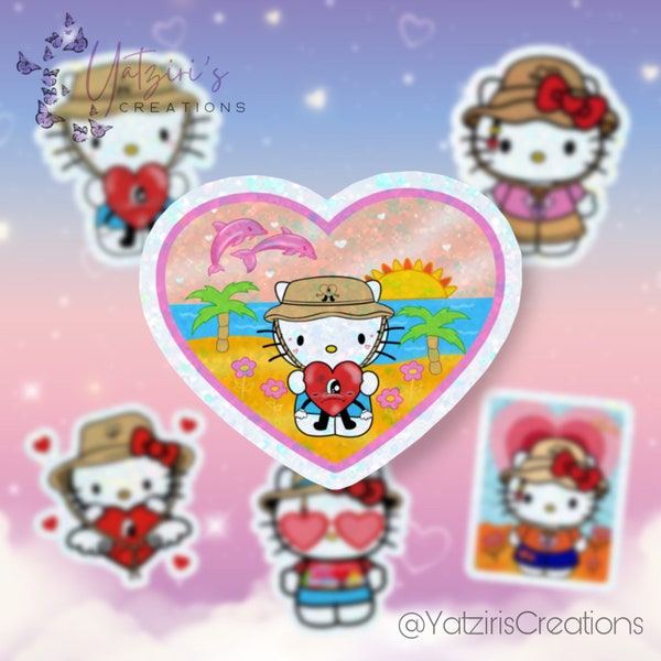 Hello Kitty Bad Bunny Stickers | Holographic Stickers | Waterproof Stickers | Un Verano Sin Ti Sticker | Kawaii Stickers | Sticker Pack