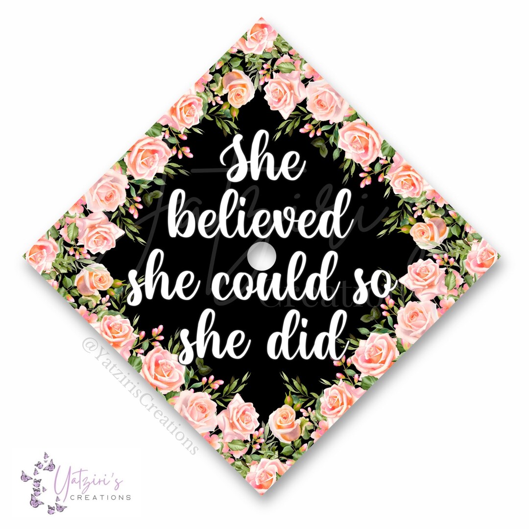 Blush Roses Printed Graduation Cap Topper, Pink Florals, Senior ...
