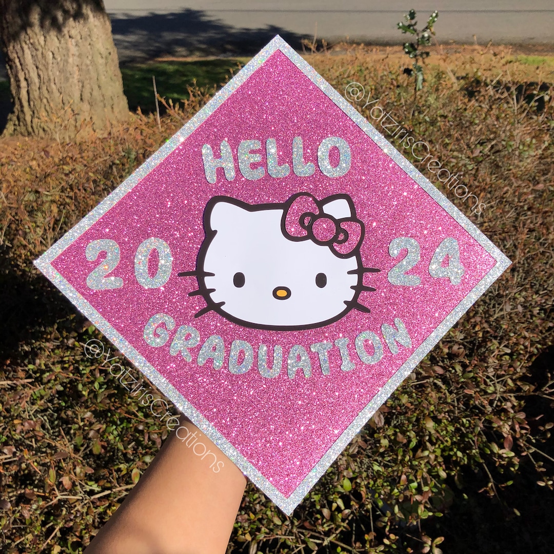 Hello Kitty Graduation Cap Topper Senior Grad Gift Personalized Cap Graduation 2024 Collage
