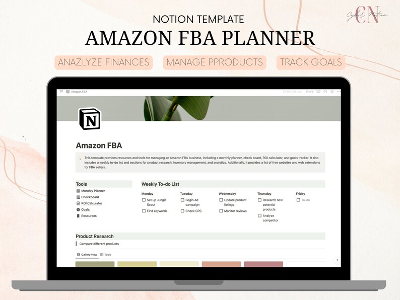 Amazon FBA Notion Template Etsy