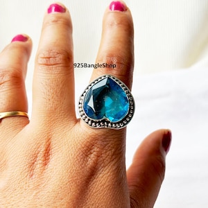 Blue Topaz Statement Ring: Handmade Sterling Silver