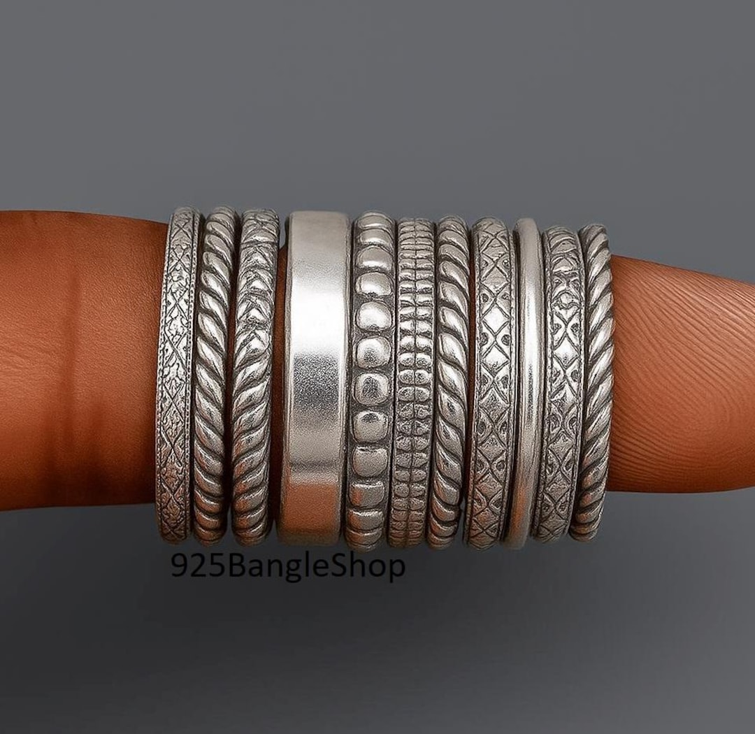 Pure Metal Rings Set of 11 Sterling Silvers, Pure Silver Rings, Assorted Pattern Rings ...