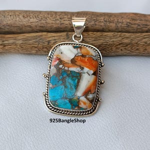 Handmade Oyster Turquoise Sterling Silver Pendant