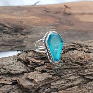 Blue Topaz Coffin Ring: Handmade Sterling Silver Meditation Jewelry