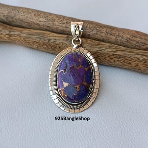 Handmade Sterling Silver Purple Copper Turquoise Pendant