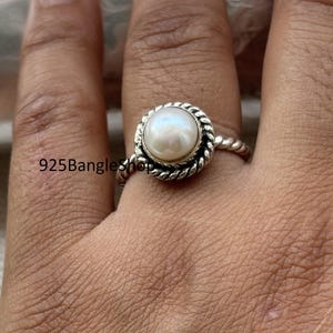 Handmade Freshwater Pearl Ring: 925 Sterling Silver Minimalist Ring