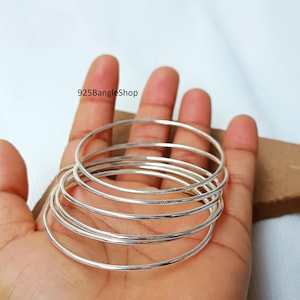 Handmade Sterling Silver Bangle Set - Simple Modern Design