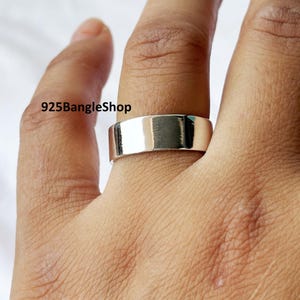 Solid Silver Band Ring for Women/925 Starling Ring /Simple Band Ring /Cigar Band Ring/Wide Band Ring for Her  Thick Silver Ring Thumb Ring