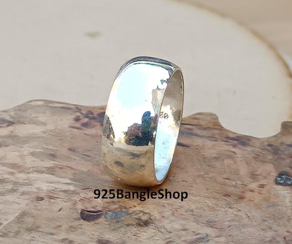 Handcrafted Sterling Silver Wide Band Ring: Boho Thumb Ring