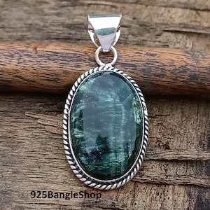 Seraphinite Pendant: 925 Sterling Silver Gemstone Jewelry