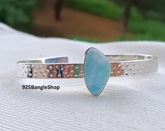 Larimar Armreif: 925 Sterling Silber Edelsteinschmuck