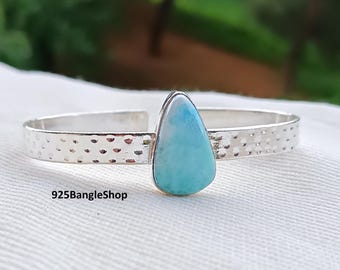 Larimar Armreif: 925 Sterling Silber Edelsteinschmuck