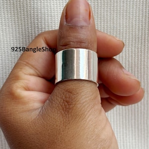 15mm Silver Flat Band Ring, 925 Sterling Silver, Cigar Band Ring, Thick Silver Band, Wide Band Ring, Thumb Rings, Wide Silver Band Rings