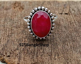 Handmade Ruby Ring: Sterling Silver Gemstone Ring