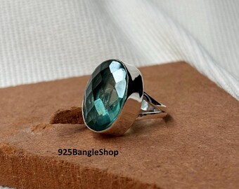 Dainty Aquamarine Ring: Handmade 925 Sterling Silver Band