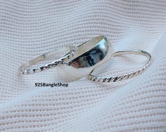 Handmade Sterling Silver Stacking Ring Set: Floral Design