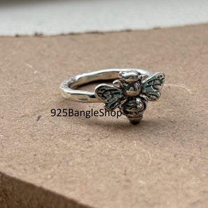 Handmade Sterling Silver Bee Ring: Anxiety Meditation Band