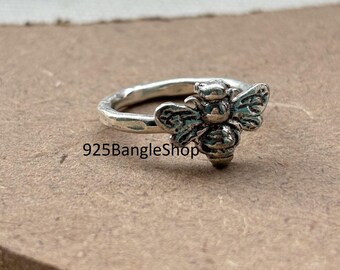 Handmade Sterling Silver Bee Ring: Anxiety Meditation Band