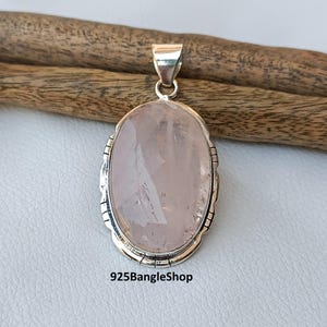 Rose Quartz Pendant, 925 Sterling Silver Pendant , Handmade Pendant, Rose Quartz Jewellery  Gift For Her Wedding Pendant , Silver Pendant