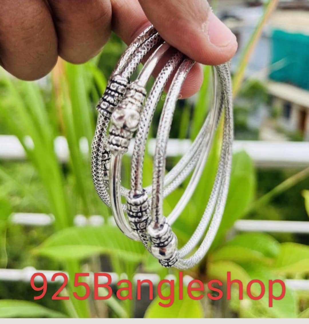 925 Sterling Silver Bangles Set: Stylish Thick Mexico Bracelets - Etsy