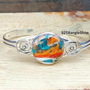 Oyster Turquoise Bangle, Oyster Turquoise Bracelet, Women Jewelry, Oyster Bangle, Turquoise Bracelet, Gemstone Bangle, 925 Sterling Bangle