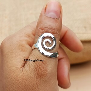 Sterling Silver Spiral Ring: Handmade Minimalist Swirl Band