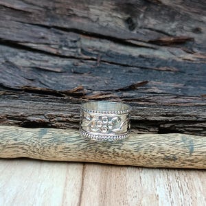 Handmade Sterling Silver Wide Band Ring: Statement Anniversary Ring