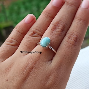 Larimar Ring, Larimar Jewelry, Gemstone Ring, Dainty Ring, 925 Sterling Silver Ring, Women Ring, Handmade Ring, Gift Ring, Blue Larimar Ring