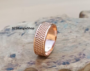 Anello a fascia in rame massiccio fatto a mano, gioiello in rame con texture