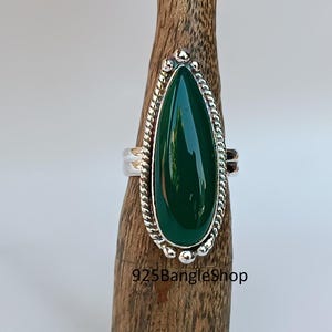 Green Onyx Sterling Silver Ring: Boho Gemstone Jewelry