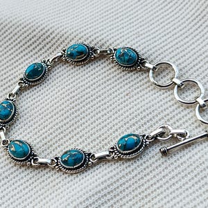 Copper Turquoise Bracelet: Handmade Sterling Silver Jewelry Gift