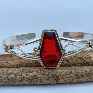 Bracelet jonc grenat en argent sterling fait main : bijoux en pierres précieuses réglables