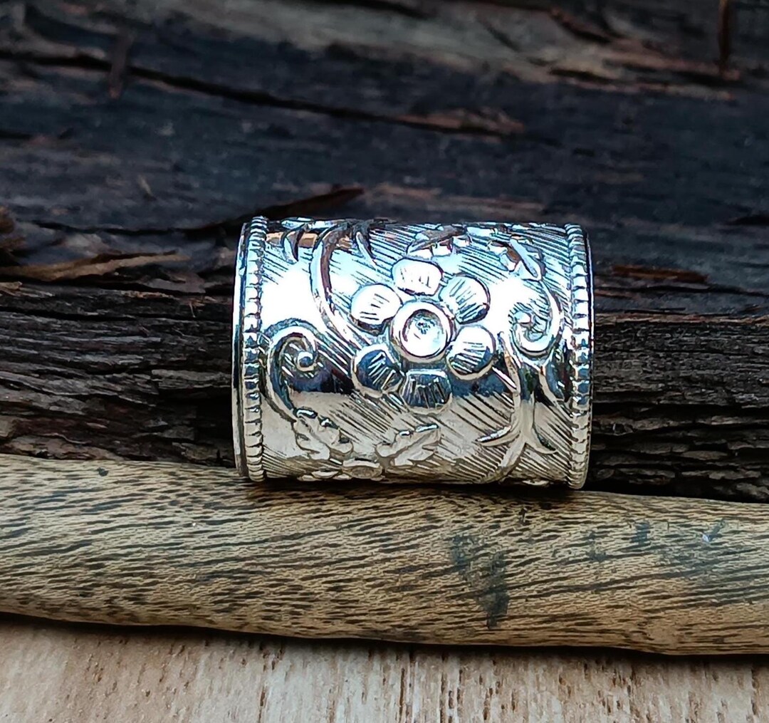 Handmade Sterling Silver Flower Band Ring: Wide Anniversary Ring - Etsy